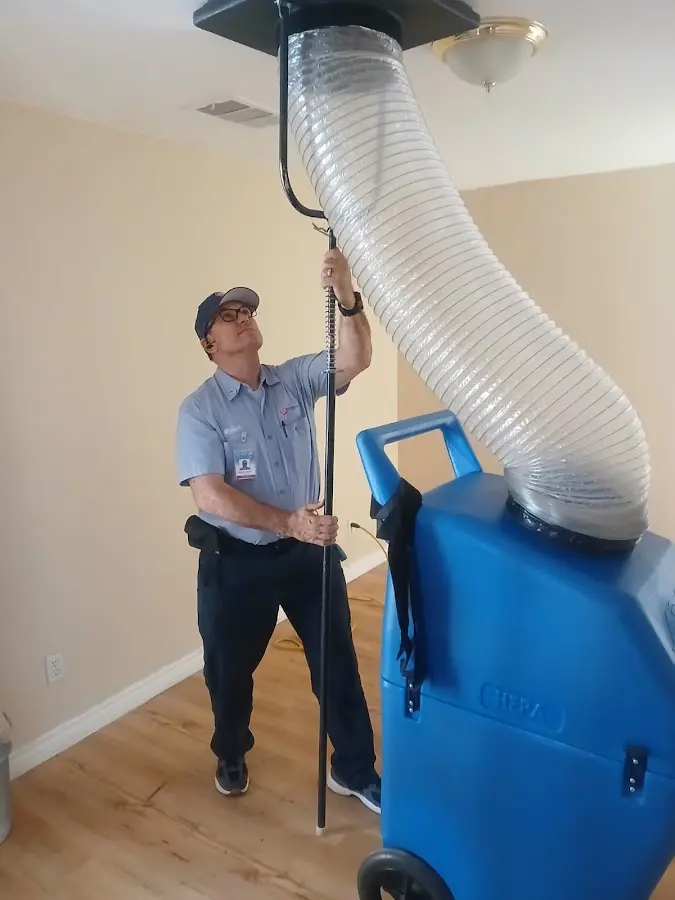 Mini Split Installation technician using HEPA equipment in Frisco